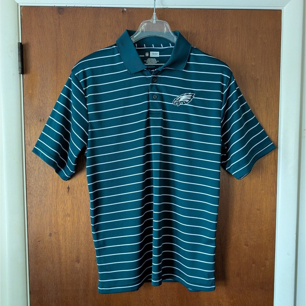 Philadelphia Eagles Striped Polo Shirt Men's size Large Excellent Condition!